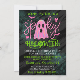 Girl's Halloween Birthday Party Invitation 招待状