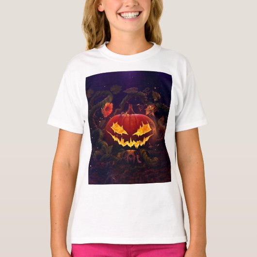 Girl's halloween pumpkin t-shirt tシャツ (正面)