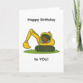 Girl's Happy Birthday card with digger design カード (正面)