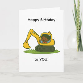 Girl's Happy Birthday card with digger design カード