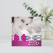 Girls Hot Pink Photo Grudationのお知らせ 招待状 (スタンド正面)