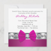 Girls Hot Pink Photo Grudationのお知らせ 招待状 (裏面)