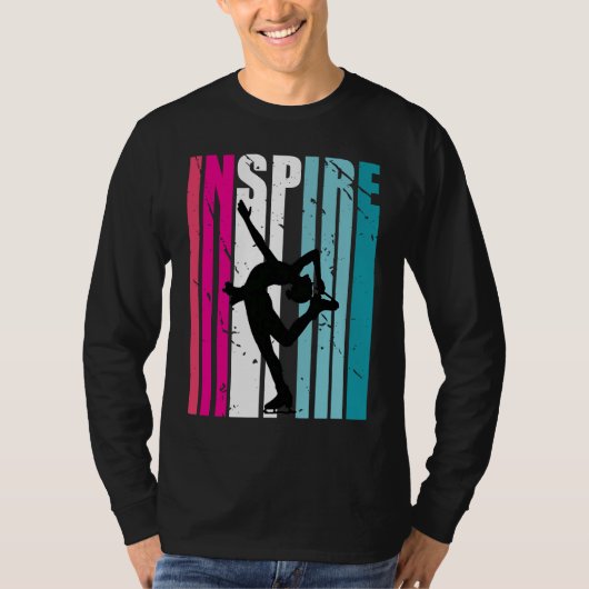 Girls Ice Skating Inspire Coach Retro Ice Skates D Tシャツ (正面)