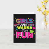Girls Just W Have Fun Retro 70's 80's 90's Women P カード (黄色い花)