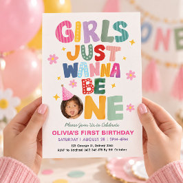 Girls Just Wanna Be One:ファースト1歳の誕生日写真 招待状