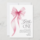 Girls just wanna be ONE 1st Birthday Pink Bow  招待状 (正面)