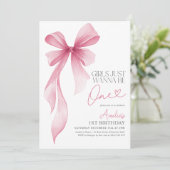 Girls just wanna be ONE! 1st Birthday Pink Bow 招待状 (スタンド正面)
