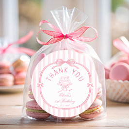 Girls Just Wanna be One Pink Bow Thank You  ラウンドシール