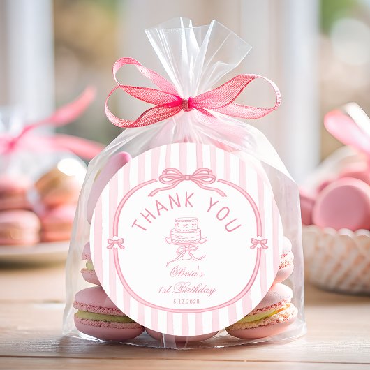 Girls Just Wanna be One Pink Bow Thank You ラウンドシール