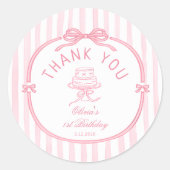 Girls Just Wanna be One Pink Bow Thank You ラウンドシール (正面)