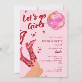 Girls Just Wanna Have Fun Pink Bachelorette Party 招待状
