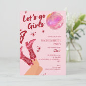 Girls Just Wanna Have Fun Pink Bachelorette Party 招待状 (スタンド正面)