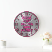 Girls Just Wanna Have Funds ラージ壁時計 (ホーム)