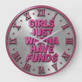 Girls Just Wanna Have Funds ラージ壁時計