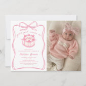 Girls Just Wanna One Bow 1st Birthday Photo 招待状 (正面)