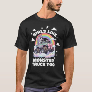 Girls Like Monster Truck Too Unicorn Coquette Tシャツ