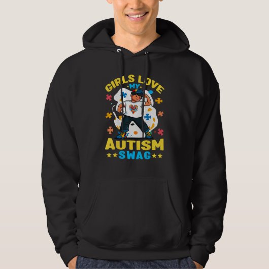 Girls Love My Autism Swag  Autistic Boy Awareness  パーカ (正面)