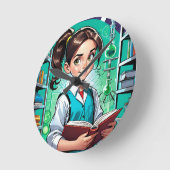 Girls Love Science! ラウンド壁時計 (傾斜)