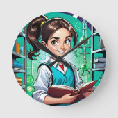Girls Love Science! ラウンド壁時計 (正面)