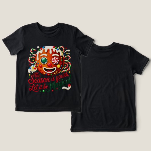 Girls' Magical Gingerbread Cookie Candy Christmas トライブレンドTシャツ (デザイン正面&裏面)