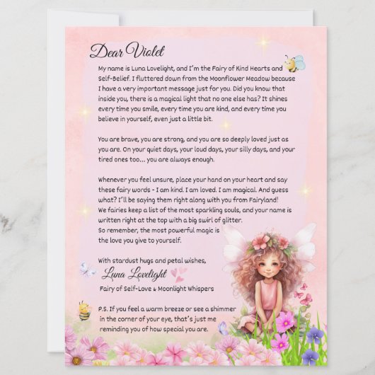 Girls Magical Self Belief Fairy Keepsake Letter (正面)