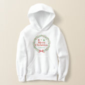 Girls Merry Christmas Hoodie with Pine Branches (レイダウン)
