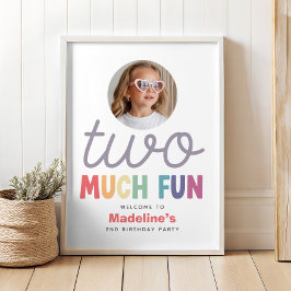 Girls Minimalist Rainbow 2nd Birthday Welcome ポスター