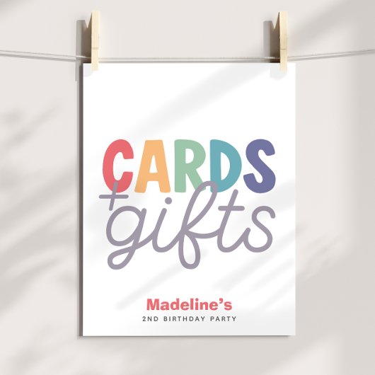 Girls Minimalist Rainbow Cards and Gifts Birthday ポスター