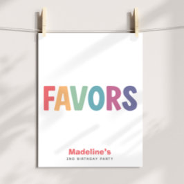 Girls Minimalist Rainbow Favors Birthday Sign ポスター