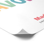 Girls Minimalist Rainbow Favors Birthday Sign ポスター (角)