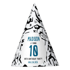 Girls Modern Black Gymnastics Kids 10th Birthday パーティーハット