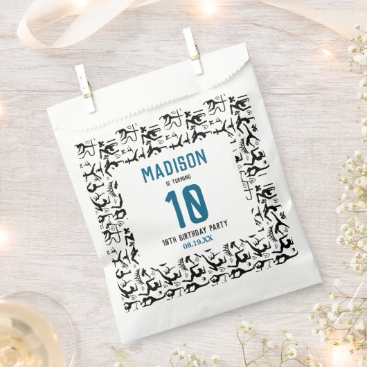 Girls Modern Black Gymnastics Kids 10th Birthday フェイバーバッグ (クリップ留めされた状態)