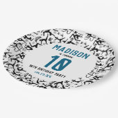 Girls Modern Black Gymnastics Kids 10th Birthday ペーパープレート (アングル)