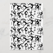 Girls Modern Black Gymnastics Kids 10th Birthday 招待状 (裏面)