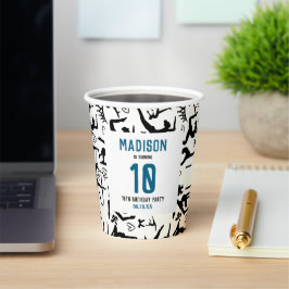 Girls Modern Black Gymnastics Kids 10th Birthday 紙コップ