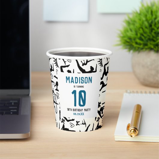 Girls Modern Black Gymnastics Kids 10th Birthday 紙コップ (インサイチュ)