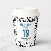 Girls Modern Black Gymnastics Kids 10th Birthday 紙コップ (裏面)