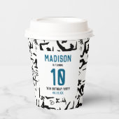 Girls Modern Black Gymnastics Kids 10th Birthday 紙コップ (正面)