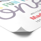 Girls Modern Rainbow 1st Birthday Photo Welcome ポスター (角)