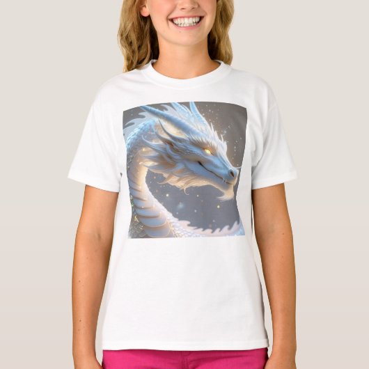 girls mystical white dragon t-shirt tシャツ (正面)