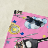 Girl's Name Cute Blue Police Hat Beach Towel ビーチタオル (インサイチュ)