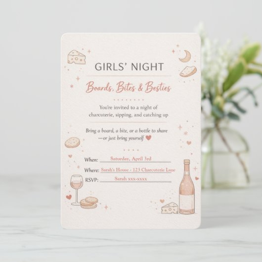 Girls’ Night Charcuterie Party Invitation 招待状 (スタンド正面)
