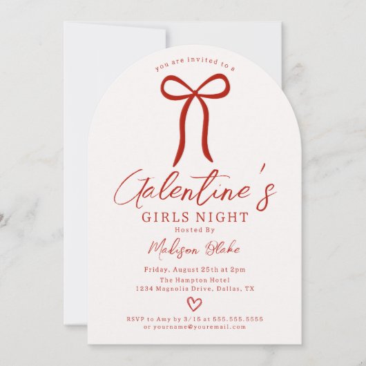 Girls Night Galentine's Day Invitation 招待状 (正面)