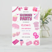 Girls Night In Slumber Pajama Party Pink  Birthday 招待状 (スタンド正面)