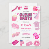 Girls Night In Slumber Pajama Party Pink  Birthday 招待状 (正面/裏面)