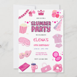Girls Night In Slumber Pajama Party Pink Birthday 招待状