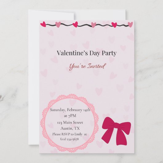 Girls Night Valentine's Day Party Invitation 招待状 (正面)