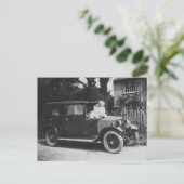 Girls On Car Old Black & White Image – はがき (スタンド正面)