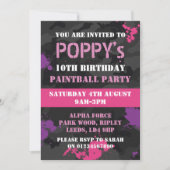 Girls Paintballをテーマにした誕生日パーティーの招待状 招待状 (正面)