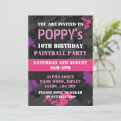 Girls Paintballをテーマにした誕生日パーティーの招待状 招待状 (スタンド正面)